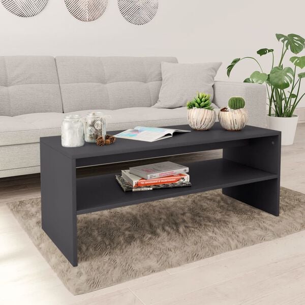 vidaXL Table basse gris 100x40x40 cm bois d'ing&eacute;nierie