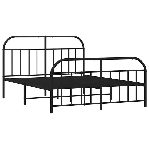 vidaXL Cadre de lit m&eacute;tal sans matelas avec pied de lit noir 183x213cm
