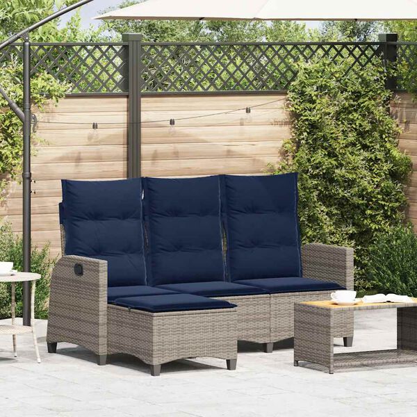 vidaXL Canap&eacute; de jardin inclinable coussins forme de L gris polyrotin