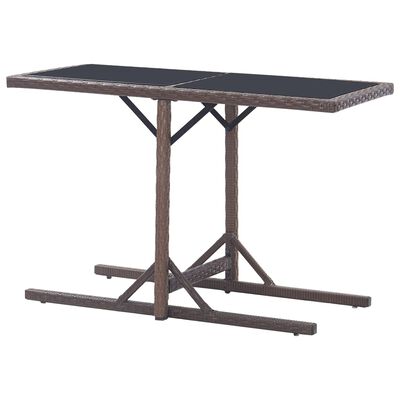 vidaXL Table de jardin Marron 110x53x72 cm Verre et résine tressée