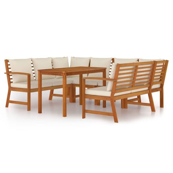 vidaXL Ensemble &agrave; manger de jardin coussins 7 pcs Bois acacia
