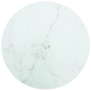 vidaXL Dessus de table blanc &Oslash;30x0,8cm verre tremp&eacute; avec design marbre