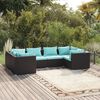 vidaXL Salon de jardin 6 pcs avec coussins r&eacute;sine tress&eacute;e noir