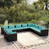 vidaXL Salon de jardin 10 pcs avec coussins noir r&eacute;sine tress&eacute;e