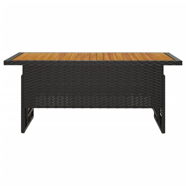 vidaXL Table de jardin noir 100x50x43/63 cm acacia et r&eacute;sine tress&eacute;e