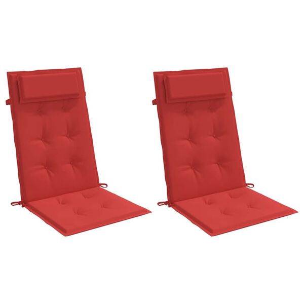 vidaXL Coussins de chaise &agrave; dossier haut lot de 2 rouge tissu oxford