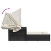 vidaXL Chaise longue double et auvent et coussins noir r&eacute;sine tress&eacute;e