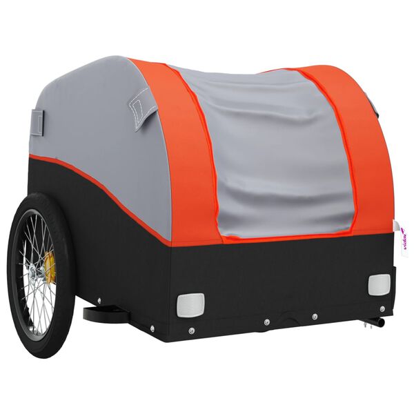 vidaXL Remorque de v&eacute;lo noir et orange 45 kg fer