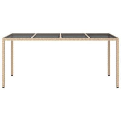 vidaXL Table de jardin Beige 190x90x75 cm Verre trempé/résine tressée