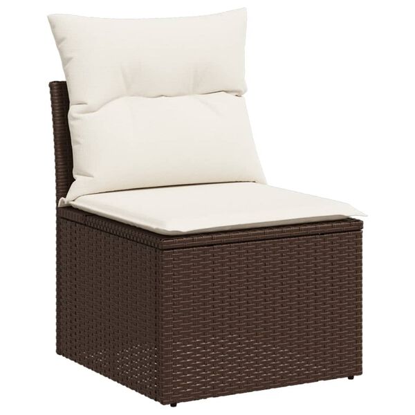 vidaXL Salon de jardin avec coussins 9 pcs marron r&eacute;sine tress&eacute;e