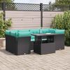 vidaXL Salon de jardin avec coussins 7 pcs noir r&eacute;sine tress&eacute;e acacia