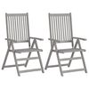 vidaXL Chaises inclinables de jardin lot de 2 Gris Bois solide acacia