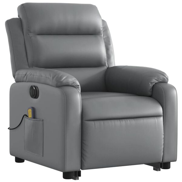 vidaXL Fauteuil inclinable de massage électrique gris similicuir