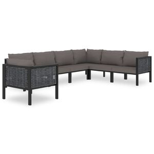 vidaXL Salon de jardin 7 pcs avec coussins Résine tressée Anthracite