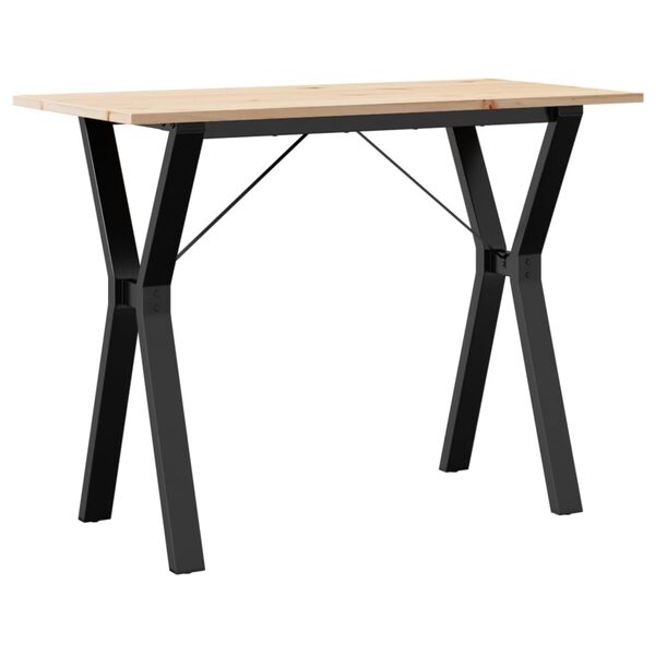 vidaXL Table à manger cadre en Y 100x50x75 cm bois de pin massif acier