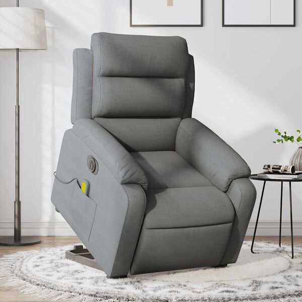 vidaXL Fauteuil inclinable de massage électrique gris foncé tissu