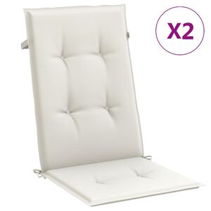 vidaXL Coussins de chaise à dossier haut lot de 2 crème mélangé tissu