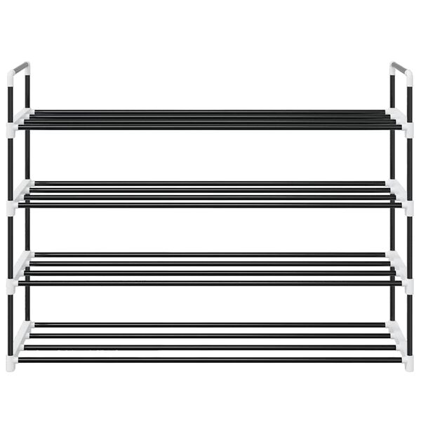 vidaXL Range-chaussures avec 4 &eacute;tag&egrave;res M&eacute;tal et plastique noir