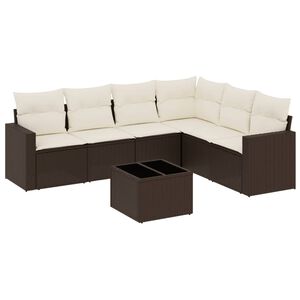 vidaXL Salon de jardin avec coussins 7 pcs marron résine tressée