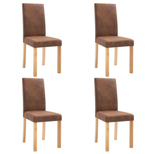 vidaXL Chaises &agrave; manger lot de 4 marron similicuir daim