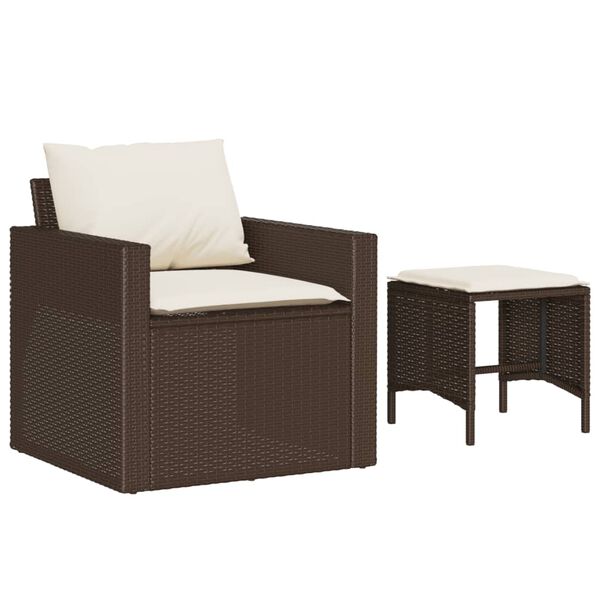 vidaXL Salon de jardin 4 pcs avec coussins marron r&eacute;sine tress&eacute;e