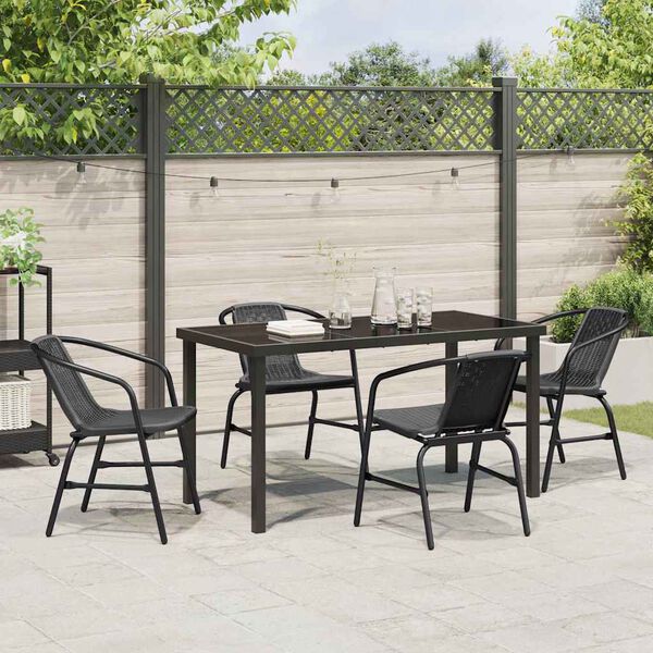 vidaXL Ensemble de salle &agrave; manger pour jardin 5 pcs Noir