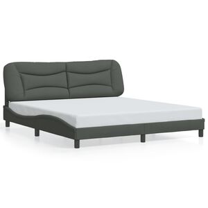 vidaXL Cadre de lit sans matelas Hvar gris fonc&eacute; 183x213 cm tissu