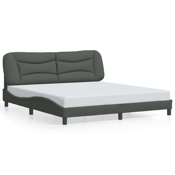 vidaXL Cadre de lit sans matelas Hvar gris fonc&eacute; 183x213 cm tissu
