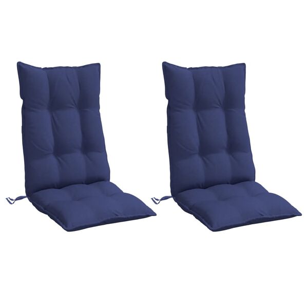 vidaXL Coussins de chaise &agrave; dossier haut lot de 2 bleu marine