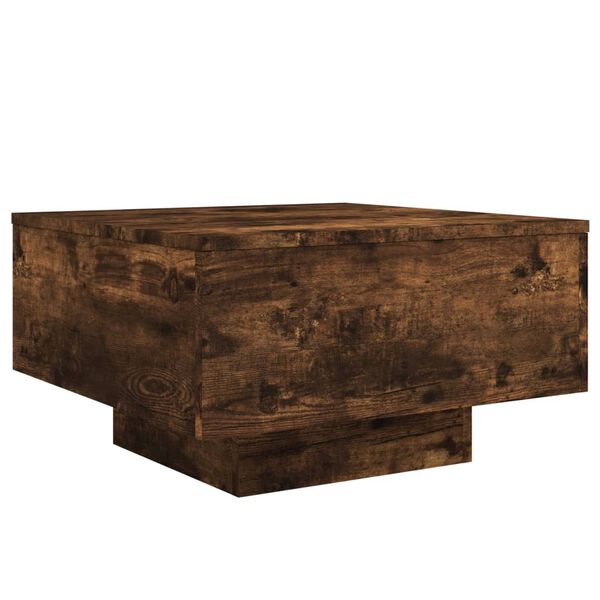 vidaXL Table basse avec lumi&egrave;res LED ch&ecirc;ne fum&eacute; 55x55x31 cm