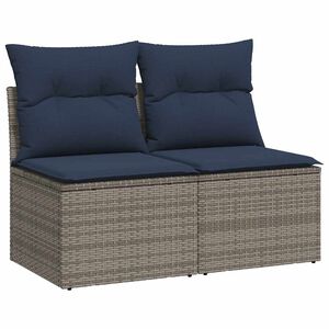 vidaXL Salon de jardin 2 pcs avec coussins gris r&eacute;sine tress&eacute;e acacia