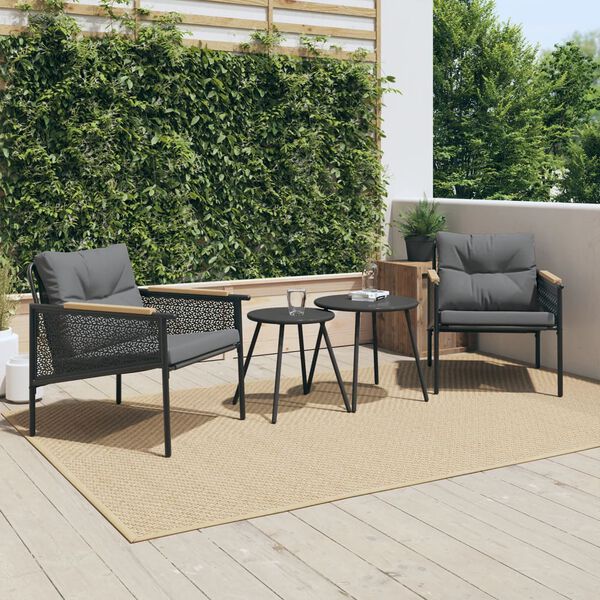 vidaXL Chaises de jardin avec coussins lot de 2 noir acier