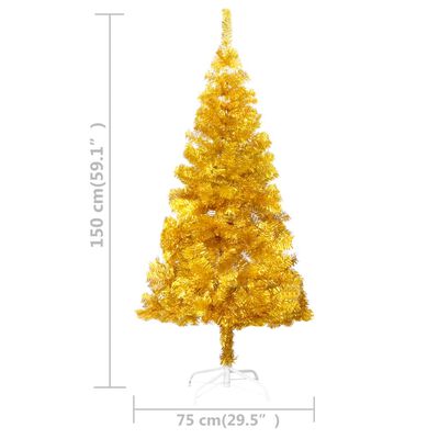 vidaXL Sapin de Noël artificiel pré-éclairé et support doré 150 cm PET