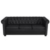 vidaXL Canap&eacute; Chesterfield &agrave; 3 places similicuir noir