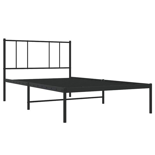vidaXL Cadre de lit m&eacute;tal sans matelas avec t&ecirc;te de lit noir 100x190cm