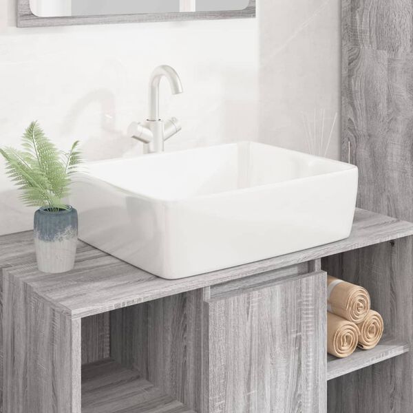 vidaXL Lavabo blanc 48x37x13 cm c&eacute;ramique rectangle