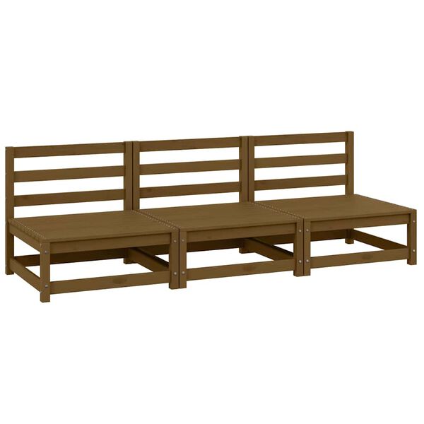 vidaXL Canap&eacute;s centraux de jardin 3 pcs marron miel bois de pin massif