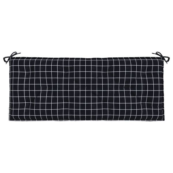 vidaXL Coussin de banc de jardin carreaux noir 120x50x7 cm tissu