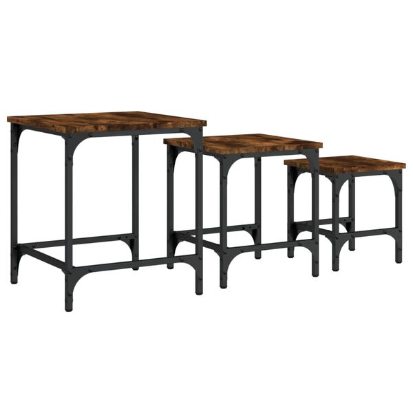 vidaXL Tables basses gigognes 3 pcs chêne fumé bois d'ingénierie