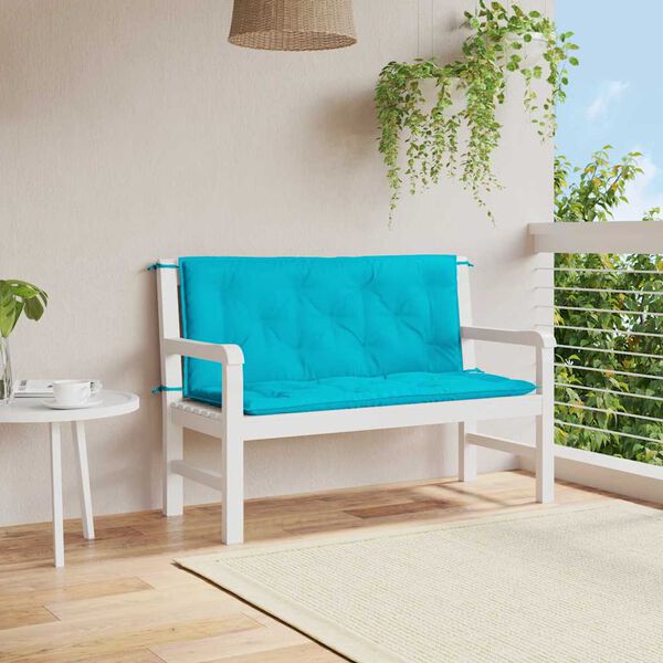 vidaXL Coussins de banc de jardin lot de 2 turquoise 120x50x7 cm tissu