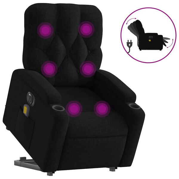 vidaXL Fauteuil inclinable de massage électrique noir tissu
