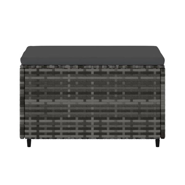 vidaXL Repose-pied de jardin avec coussin Gris R&eacute;sine tress&eacute;e