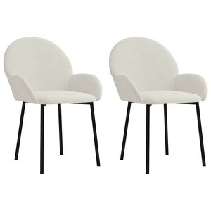 vidaXL Chaises &agrave; manger lot de 2 Cr&egrave;me Velours