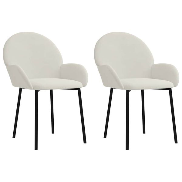 vidaXL Chaises &agrave; manger lot de 2 Cr&egrave;me Velours