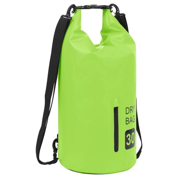vidaXL Sac sec avec fermeture &eacute;clair Vert 30 L PVC