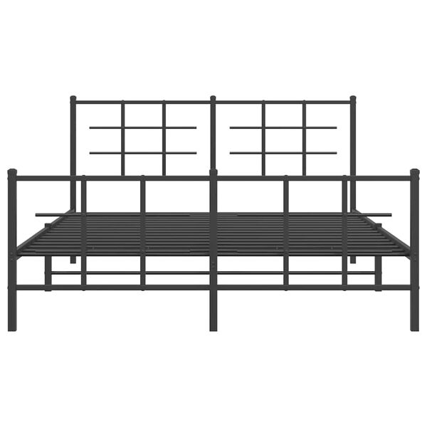 vidaXL Cadre de lit m&eacute;tal sans matelas avec pied de lit noir 150x200cm