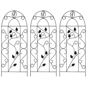 vidaXL Supports pour plantes grimpantes 3 pcs Noir 40x100 cm Fer