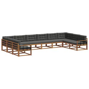 vidaXL Ensemble de canap&eacute;s d'ext&eacute;rieur 10 pcs Naturel et Anthracite