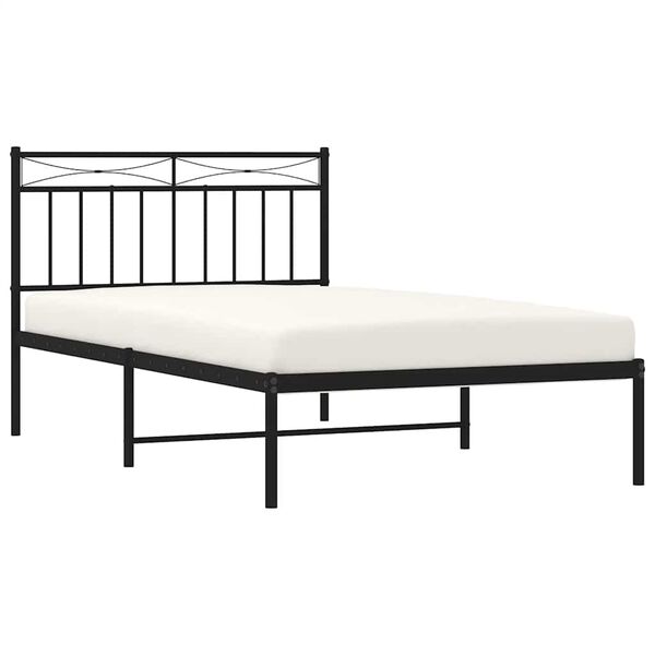 vidaXL Cadre de lit métal sans matelas avec tête de lit noir 100x200cm
