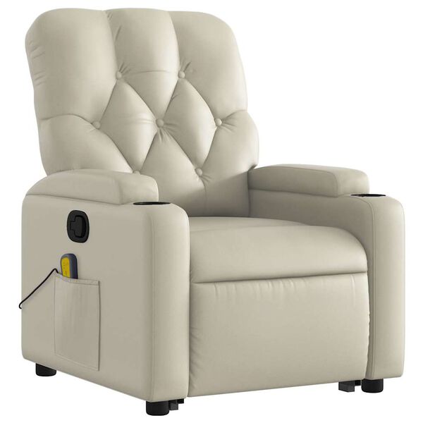 vidaXL Fauteuil inclinable de massage crème similicuir